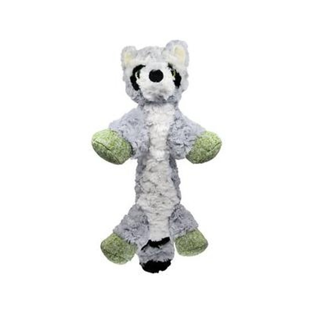 KONG Flopzie Low Stuff Raccoon Dog Toy Squeaky Weighted Medium LWF24